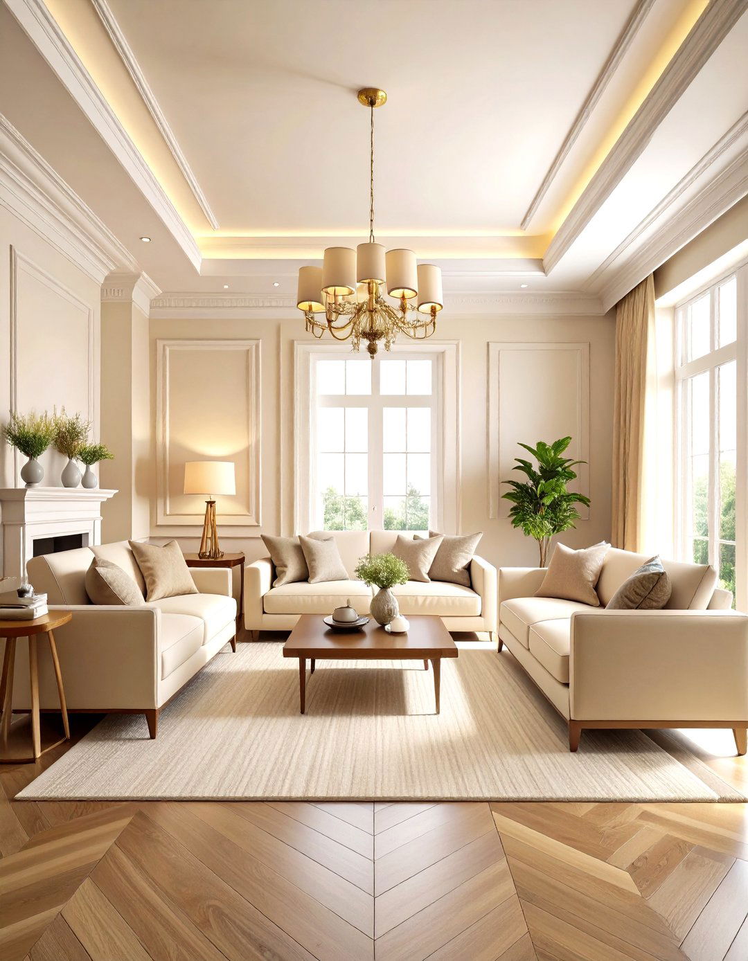 Color Drench a Cream Living Room for Instant Cohesion - 20 Cream Living Room Ideas