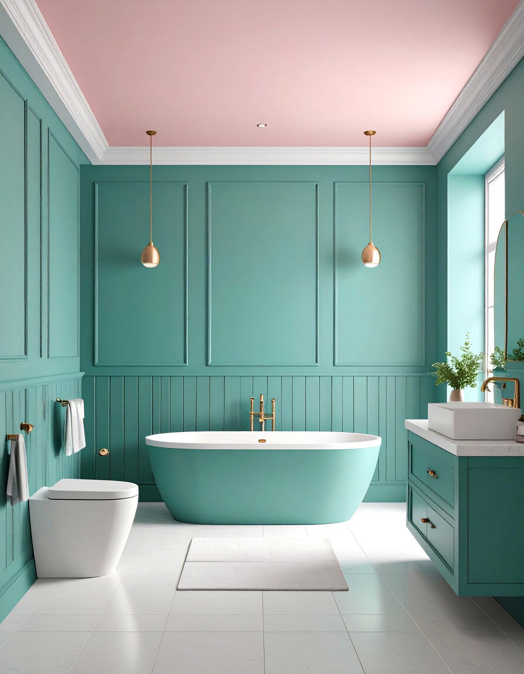 Color Drenched Bathroom Wall Paneling Reflects Hues - 20 Bathroom Wall Paneling Ideas