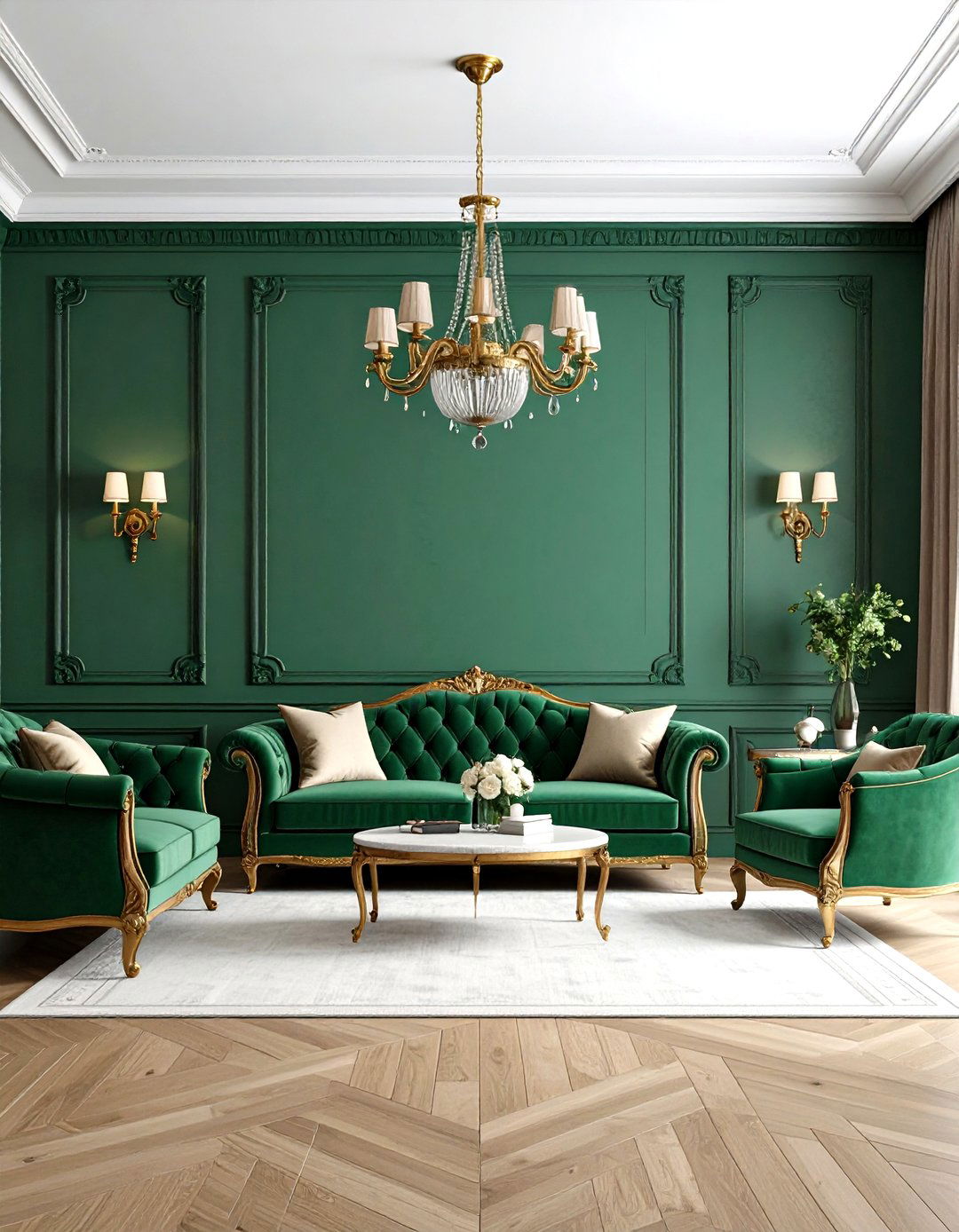 Color Drenched Living Room Wainscoting Environment - 20 Living Room Wainscoting Ideas