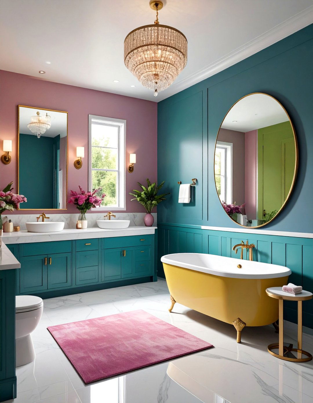 Color Drenched Wainscoting for Dramatic Impact - 20 Powder Room Wainscoting Ideas