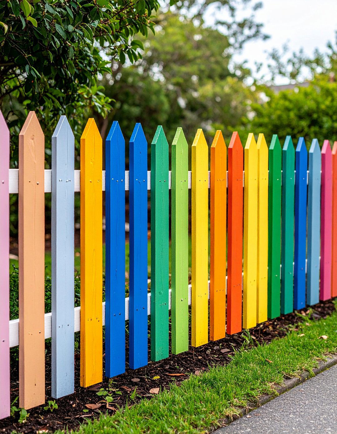 Color Pop Gate Accent - 20 Fence Painting Ideas