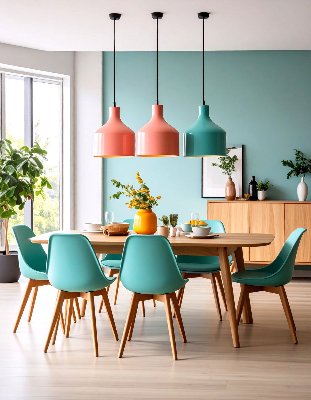 Color Pop Shades Inject Playful Energy into Dining Room Lighting - 20 Dining Room Lighting Ideas