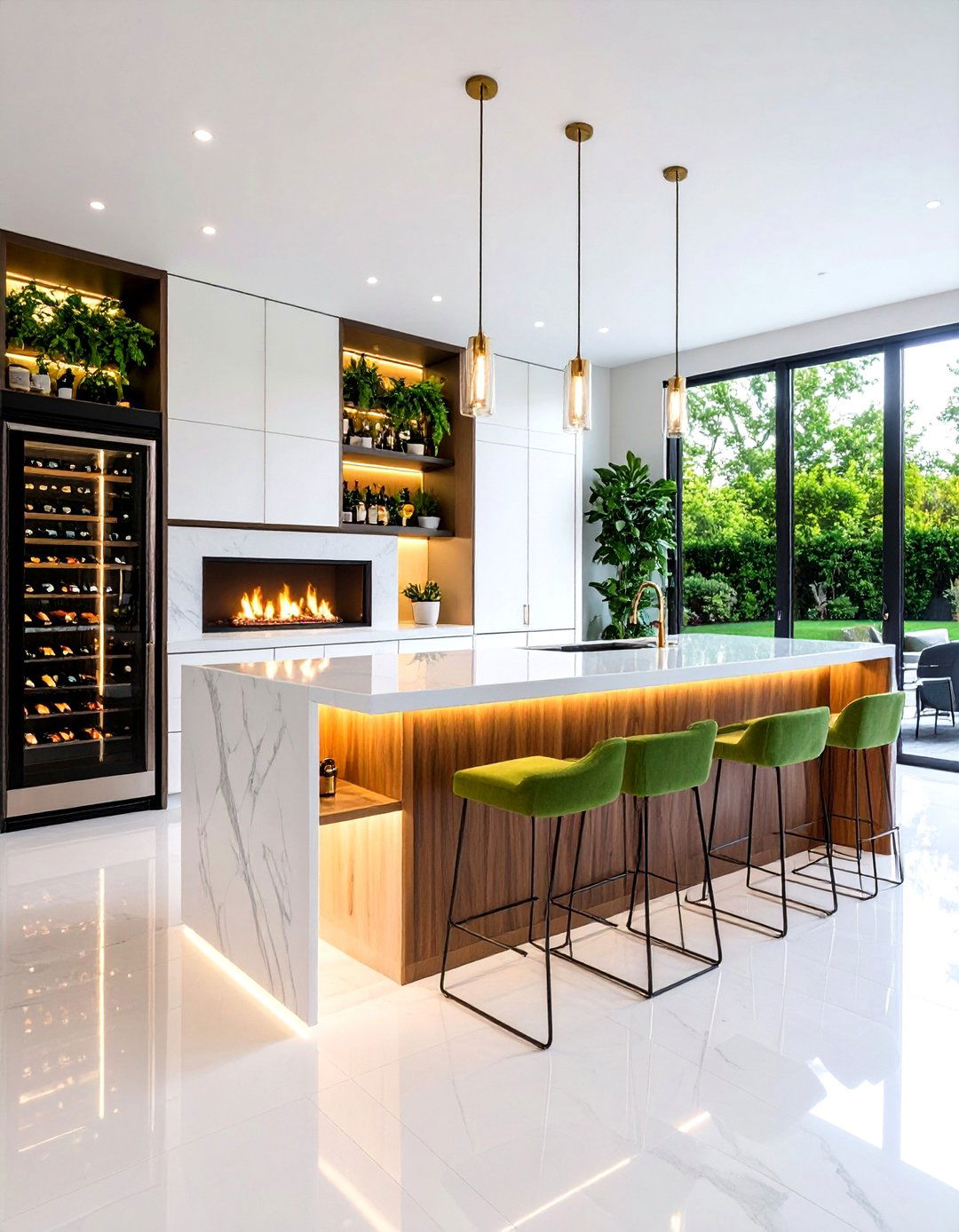 Color Pop Shelving Energizes the Fireplace Zone - 20 Fireplace Built-in Ideas