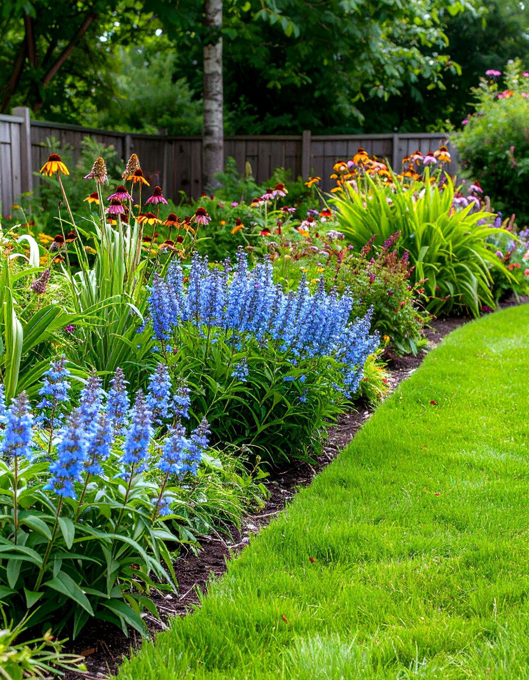 Color Repetition Flower Bed for Cohesive Curb Appeal - 20 Front Yard Texas Flower Bed Ideas