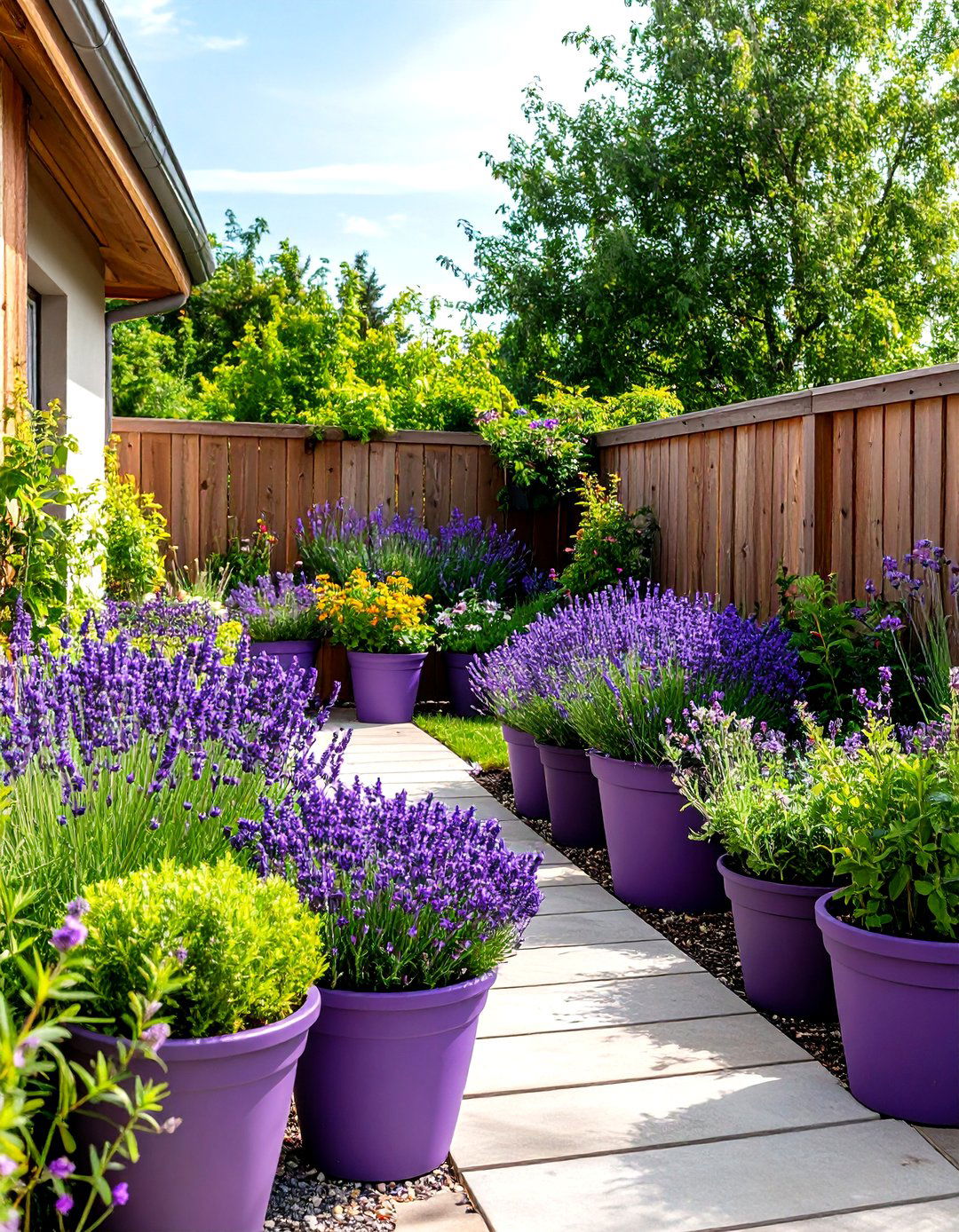 Color Themed Corner Garden Ideas With Pots Using Monochromatic Schemes - 20 Corner Garden Ideas With Pots