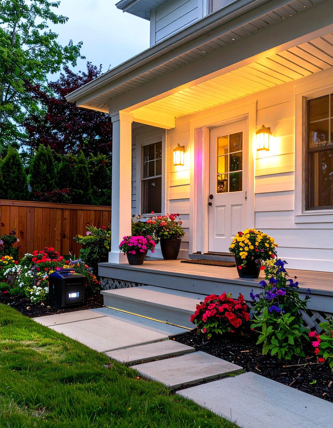 Color Tunable RGB Porch Lighting Accents - 20 Front Porch Lighting Ideas