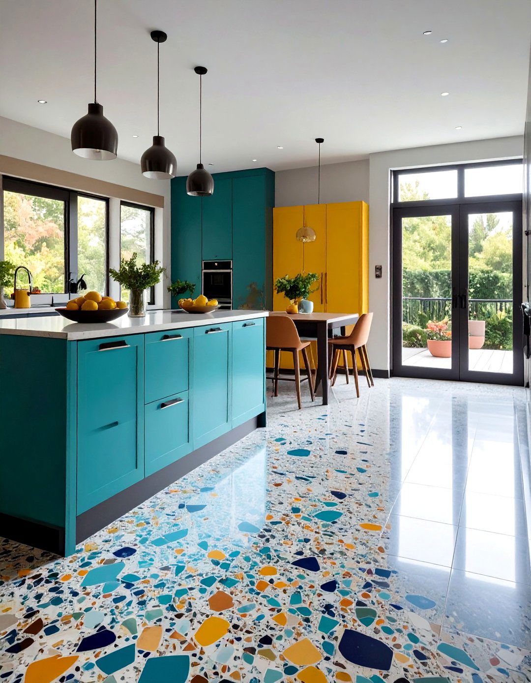 Colored Chip Terrazzo for Playful Vibes - 20 Terrazzo Kitchen Floor Ideas