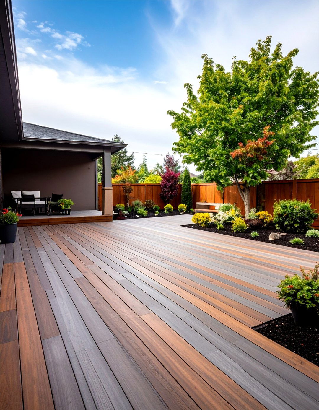 Colored Concrete Deck with Custom Pigment Blends - 20 Concrete Deck Ideas