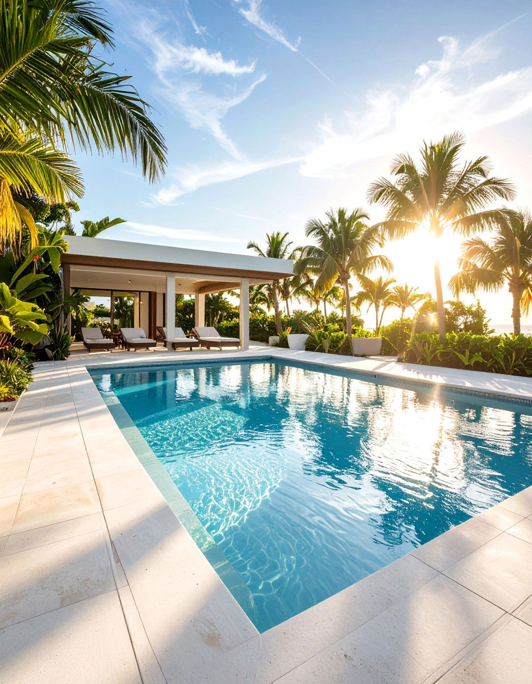 Colored Concrete Pool Deck in Cool White Tones - 20 Concrete Pool Deck Ideas