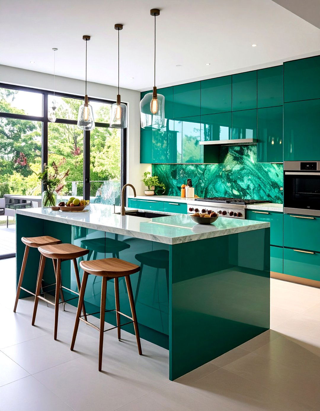 Colored Glass Kitchen Splashback Bold Statement Design - 20 Kitchen Splashback Ideas