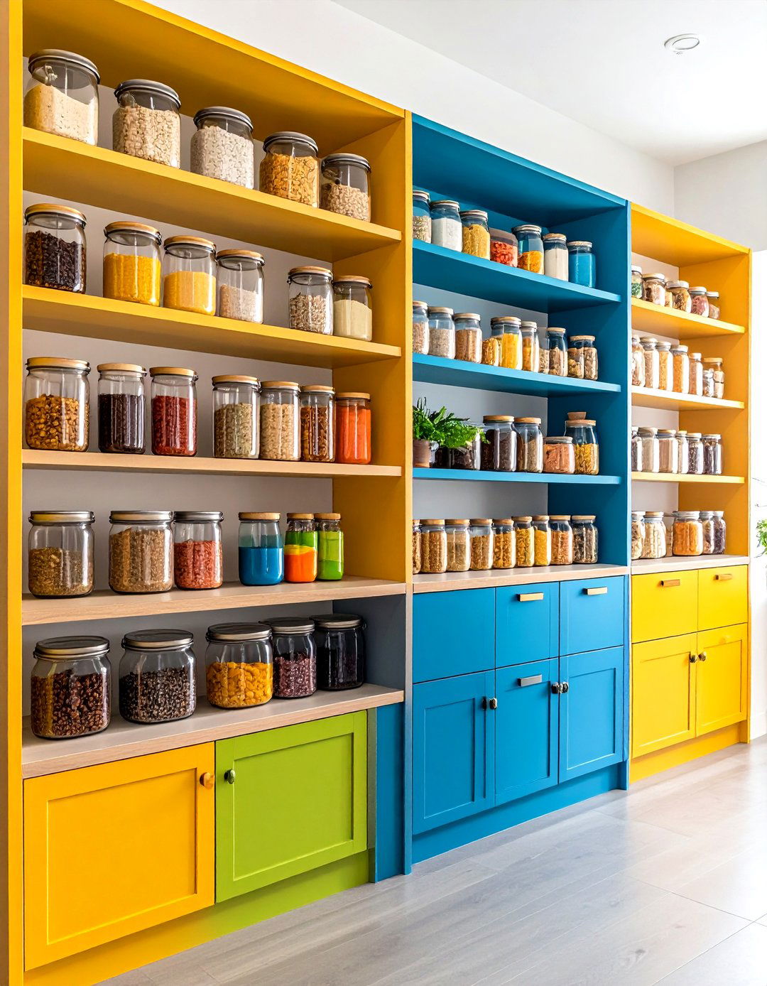 Colorful Accent Pantry Shelving Design - 20 Pantry Shelving Ideas
