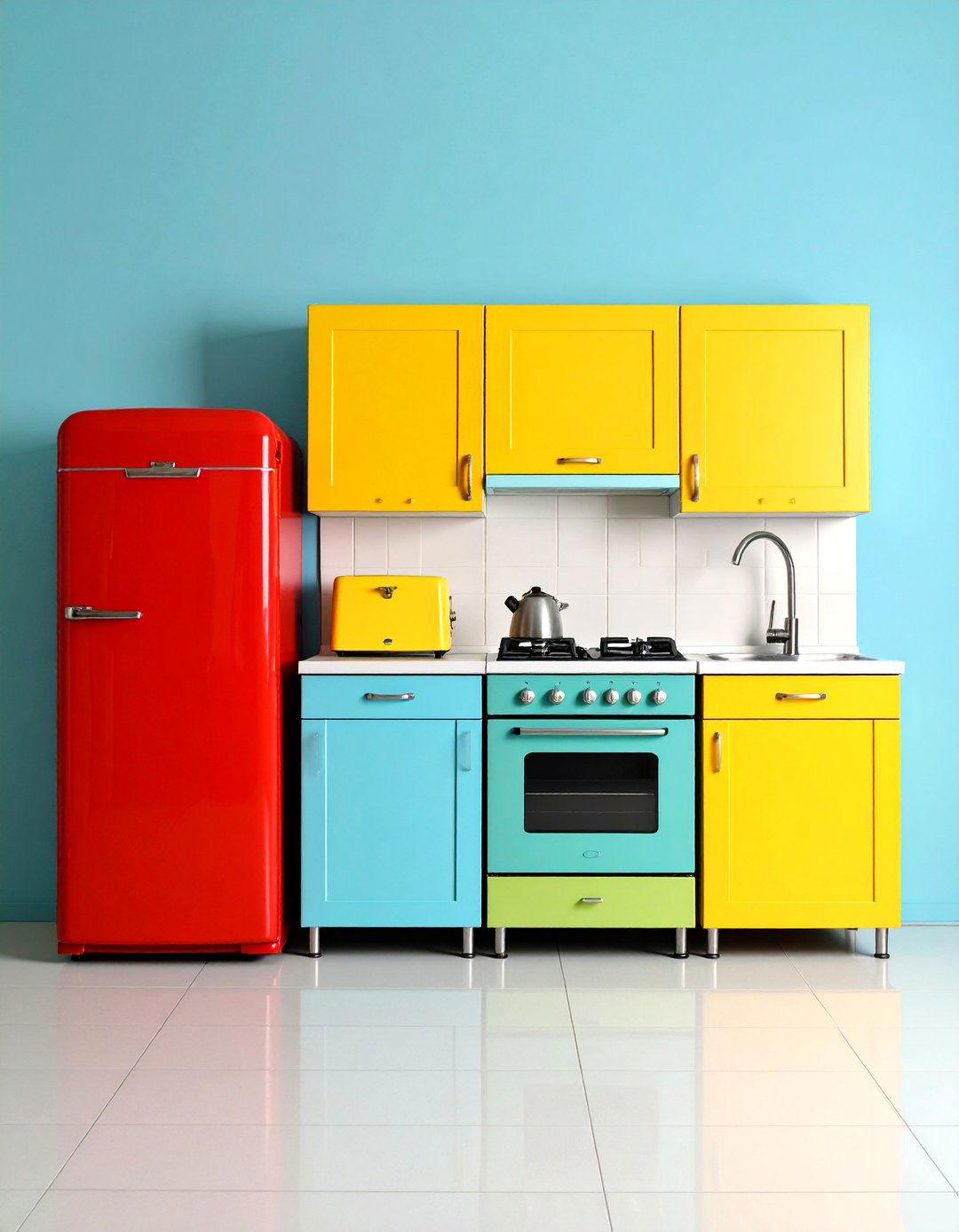 Colorful Appliance Retro Kitchen - 20 Retro Kitchen Ideas