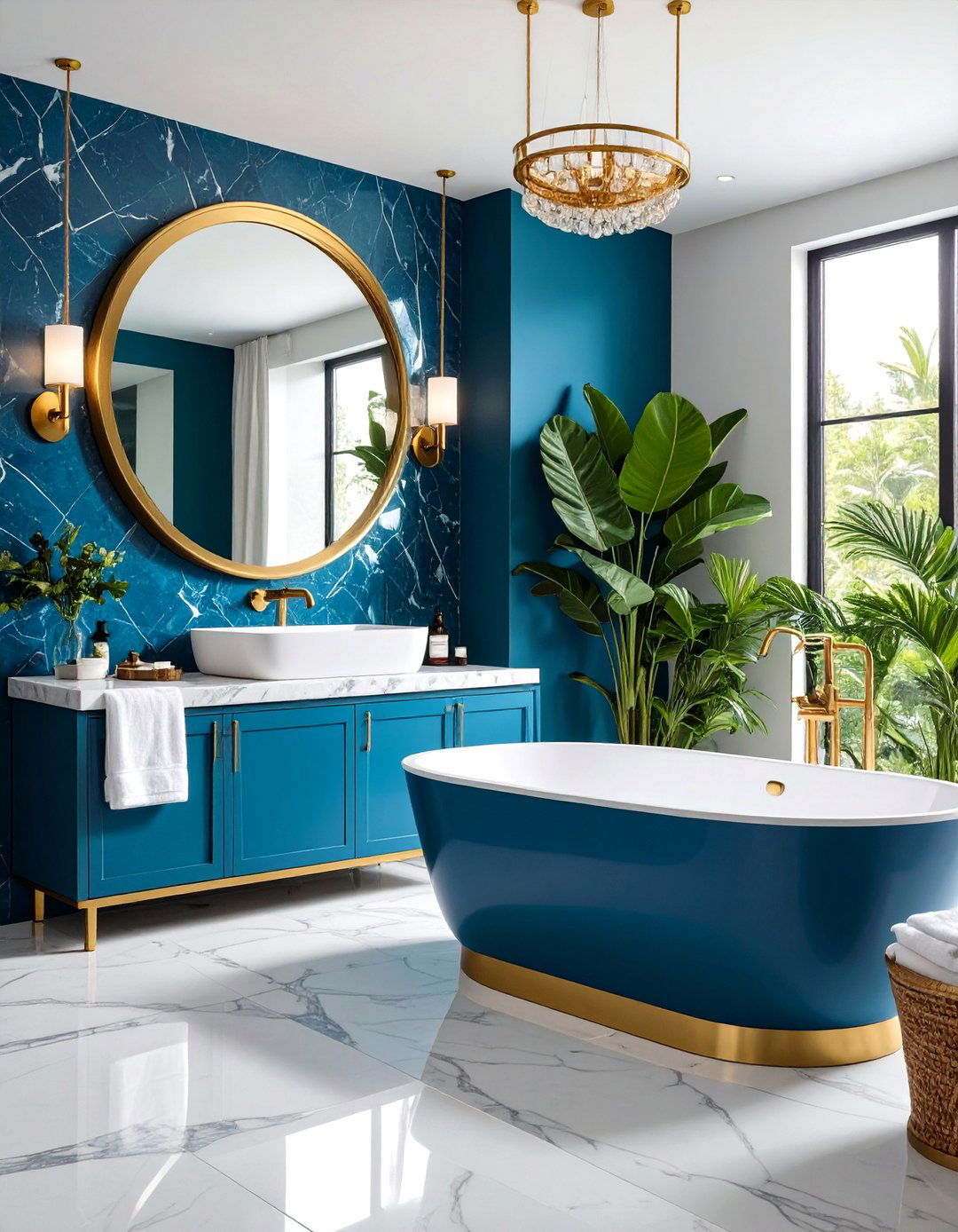 Colorful Bathroom Mixed Material Combinations - 20 Colorful Bathroom Ideas