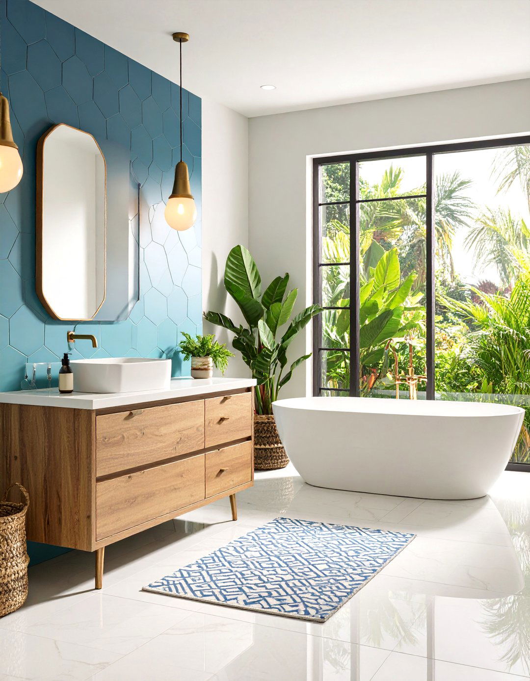 Colorful Bathroom Tile Ideas with Geometric Patterns - 20 Colorful Room Ideas