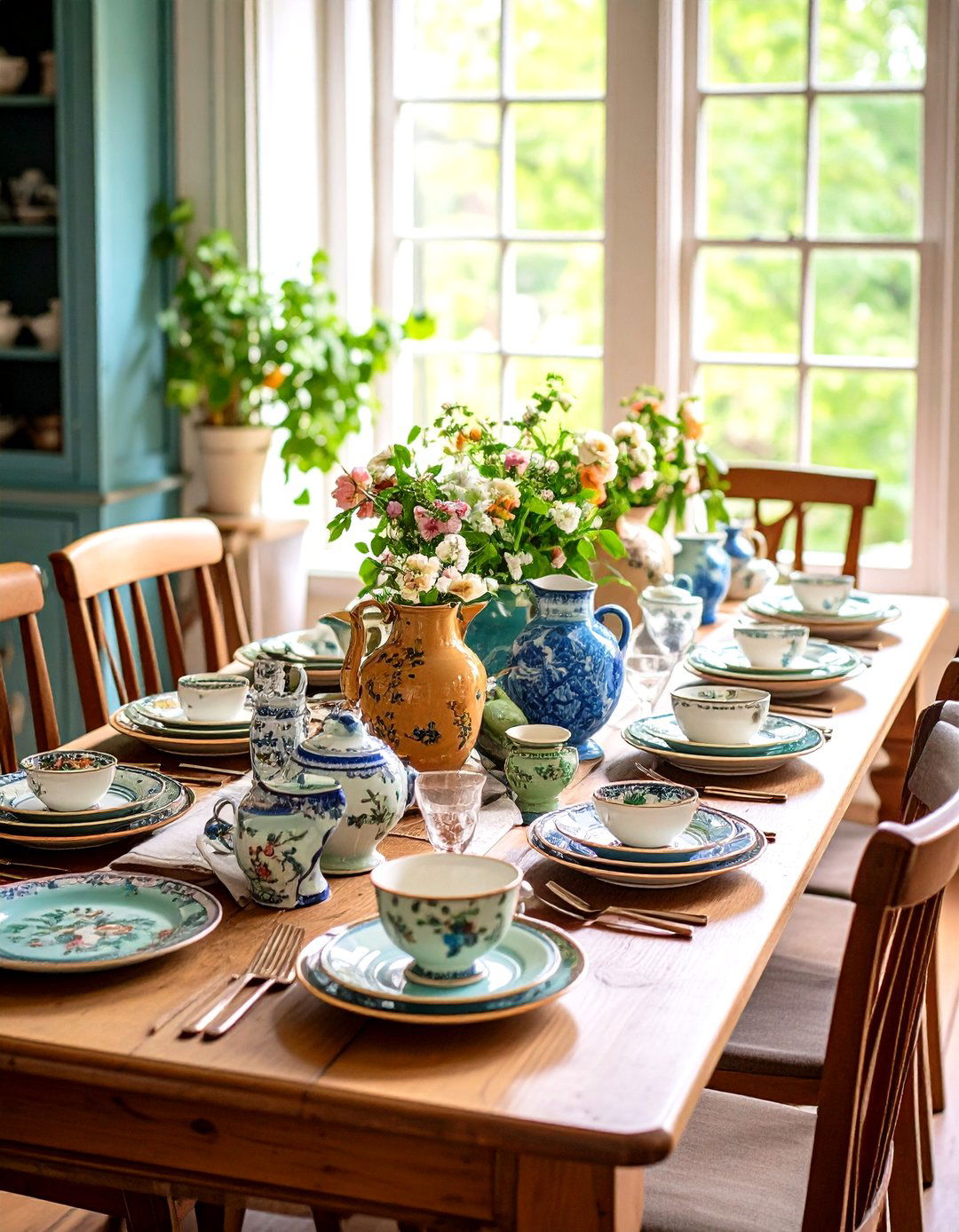 Colorful Ceramic Serveware Adds Garden Cheer - 20 French Country Dining Room Ideas