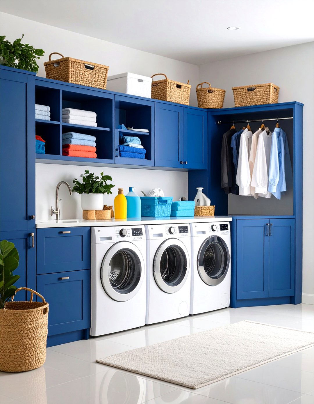 Colorful Contemporary Laundry Closet with Bold Accents - 20 Laundry Closet Ideas