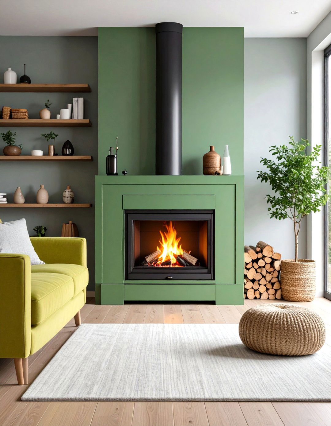 Colorful Contemporary Log Burner Statement - 20 Log Burner Ideas