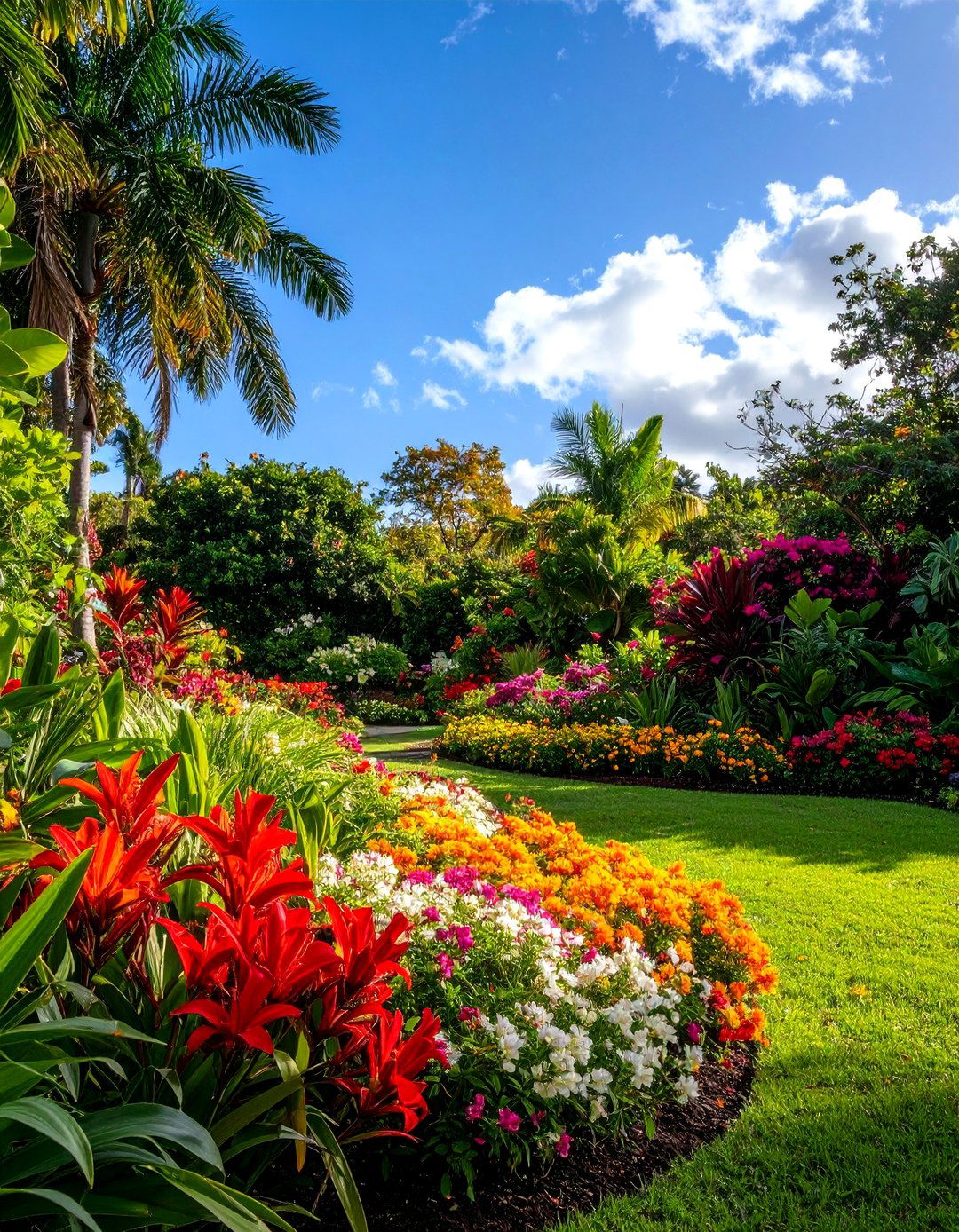 Colorful Flower Beds - 20 Tropical Landscape Ideas