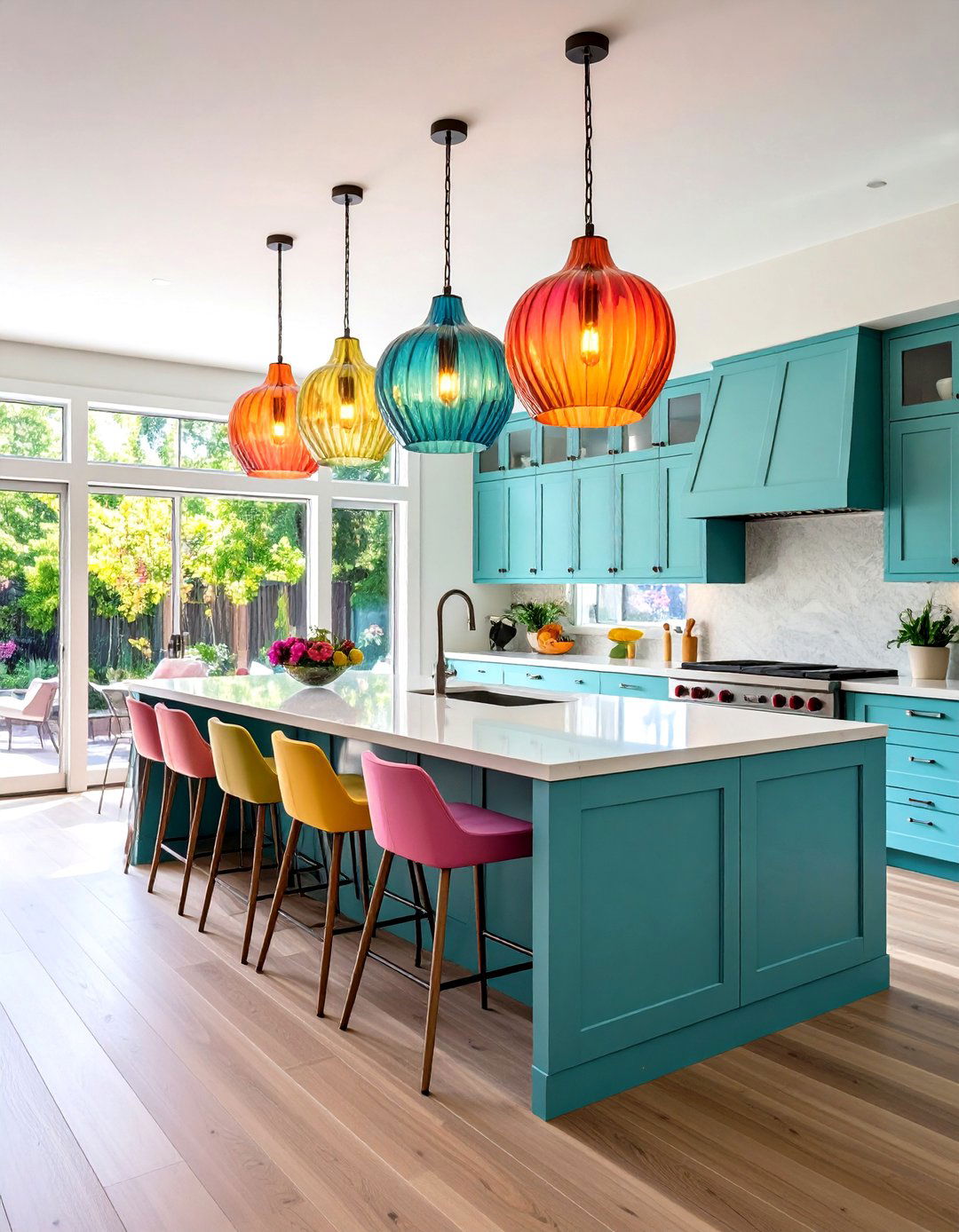 Colorful Glass Summer Kitchen Vibrancy - 20 Summer Kitchen Ideas