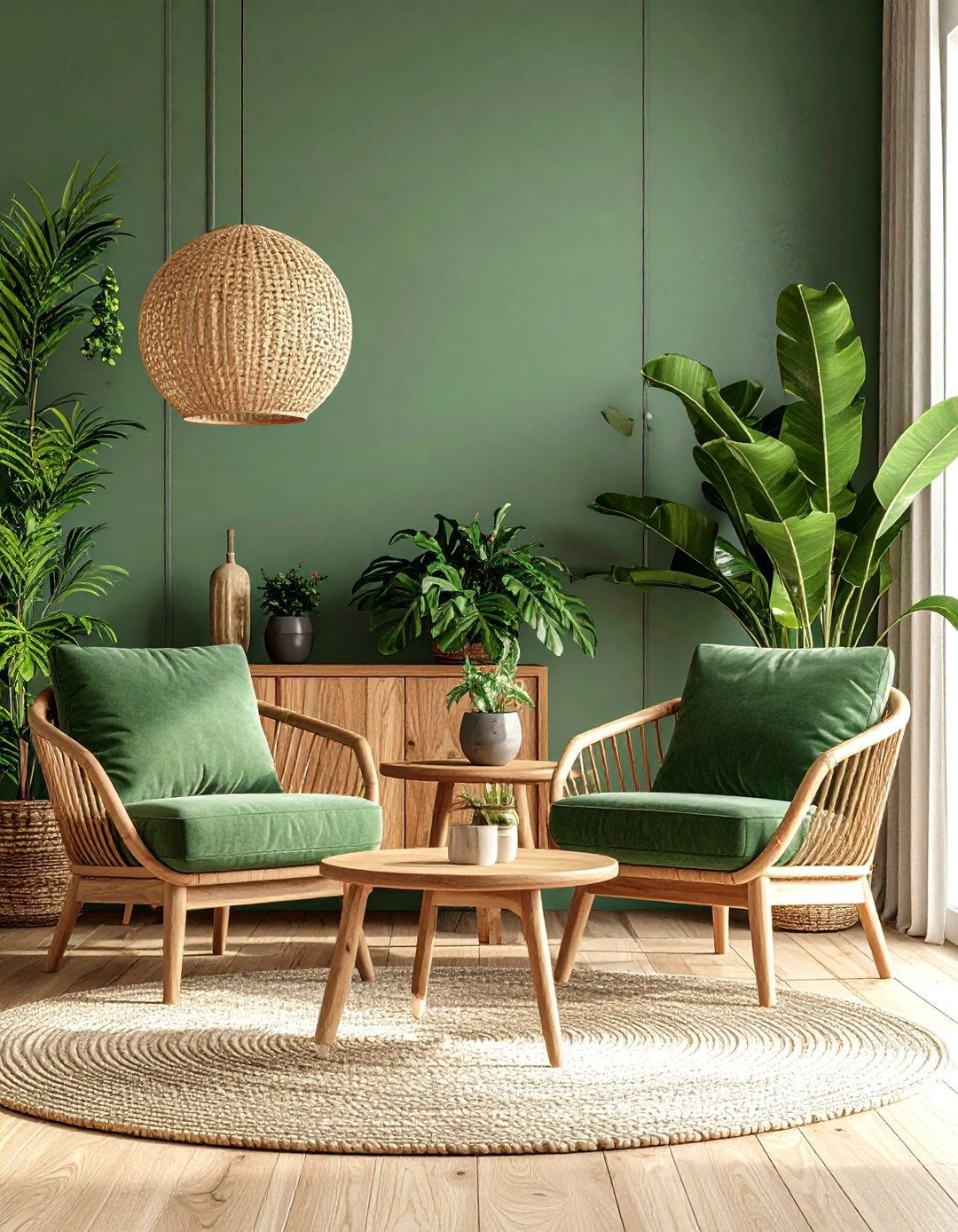 Colorful Living Room with Botanical Green Elements - 20 Colorful Living Room Ideas