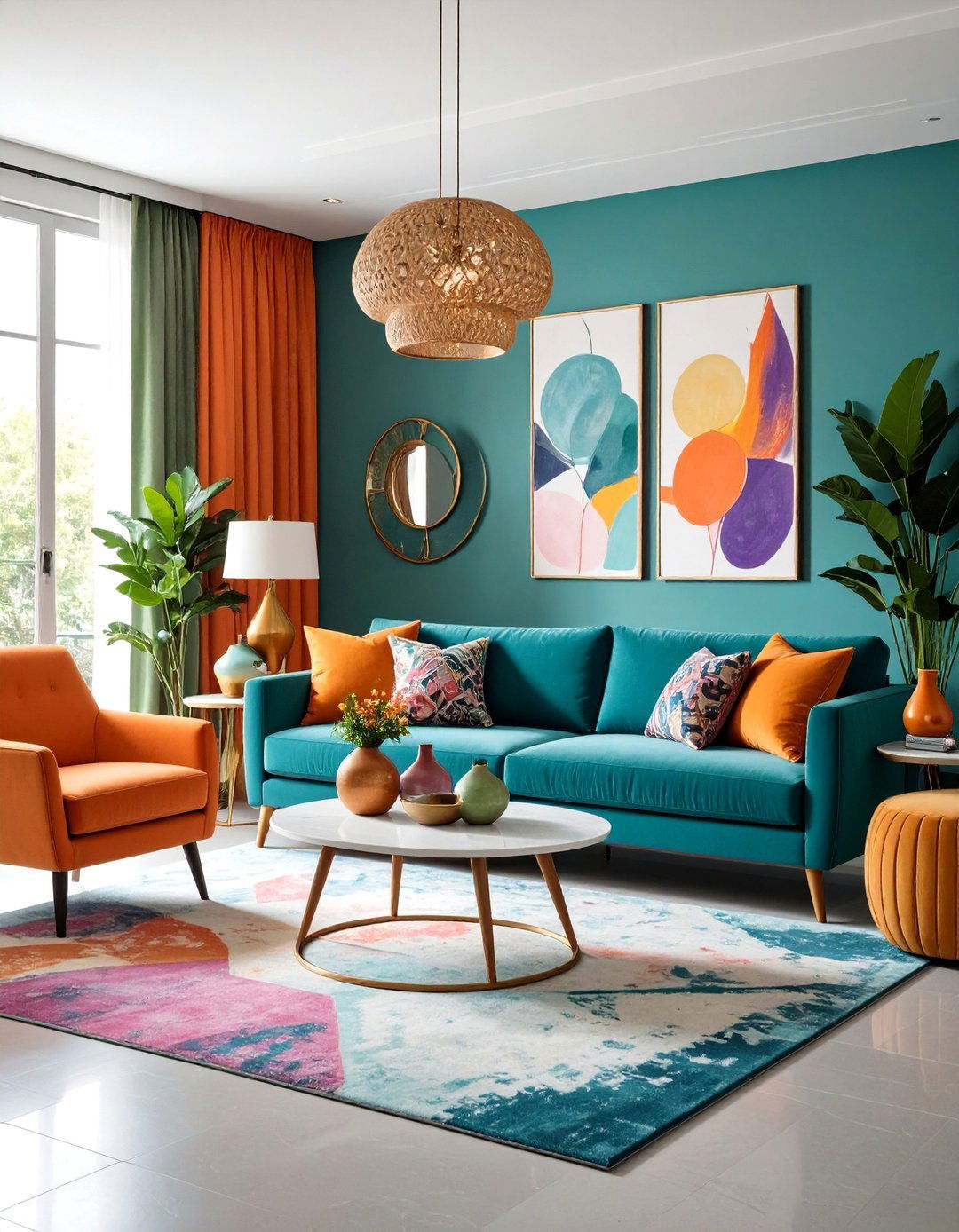 Colorful Living Room with Contrasting Color Combinations - 20 Colorful Living Room Ideas