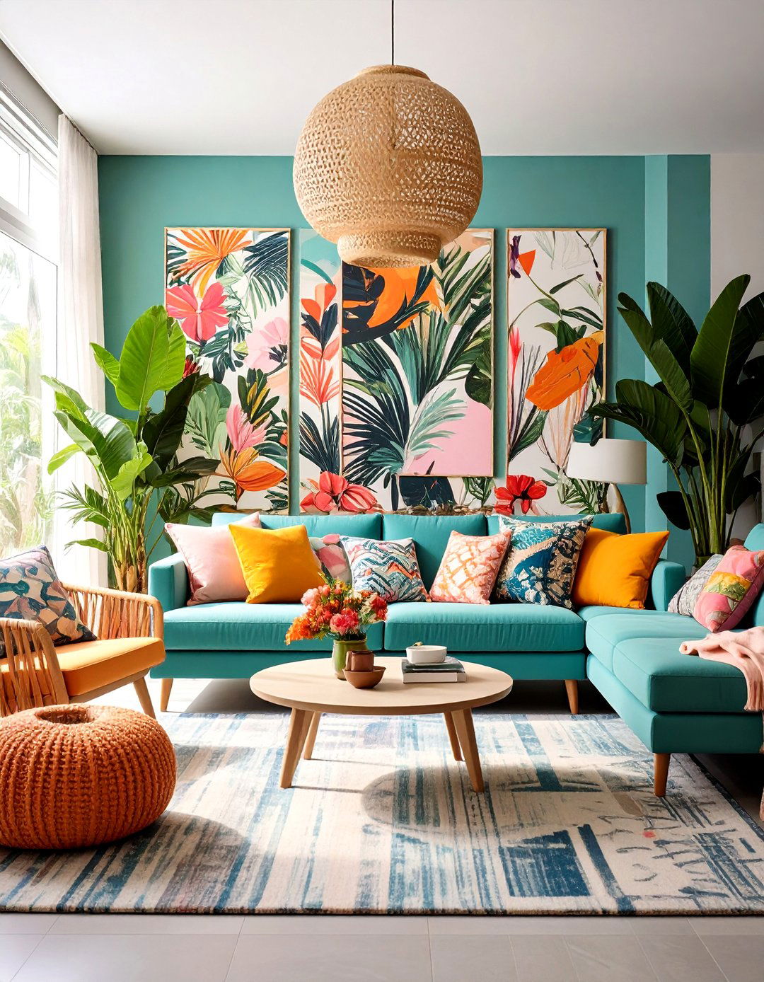 Colorful Living Room with Maximalist Bold Patterns - 20 Colorful Living Room Ideas
