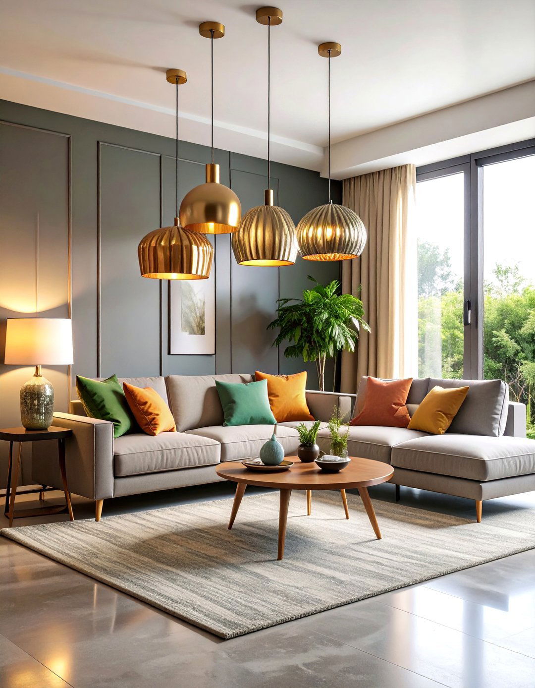 Colorful Living Room with Statement Lighting Elements - 20 Colorful Living Room Ideas