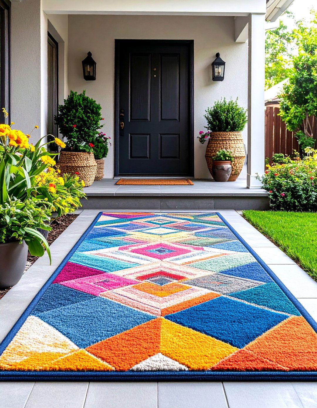 Colorful Outdoor Rugs - 20 Summer Front Door Decor Ideas