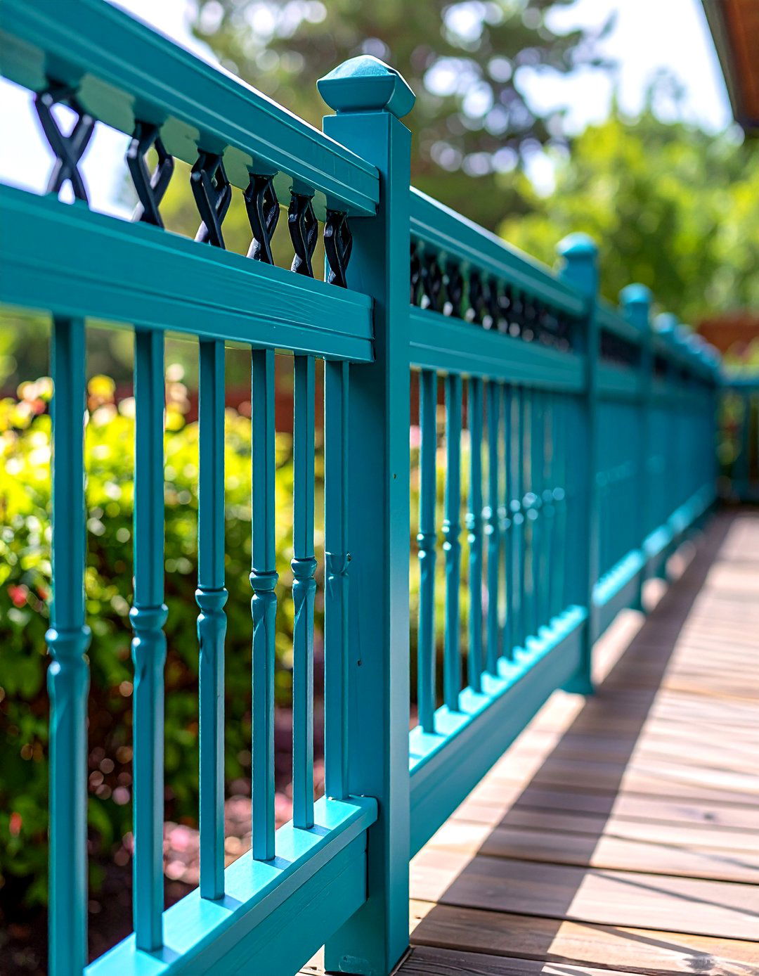 Colorful Painted Hog Wire Deck Railing - 20 Hog Wire Deck Railing Ideas