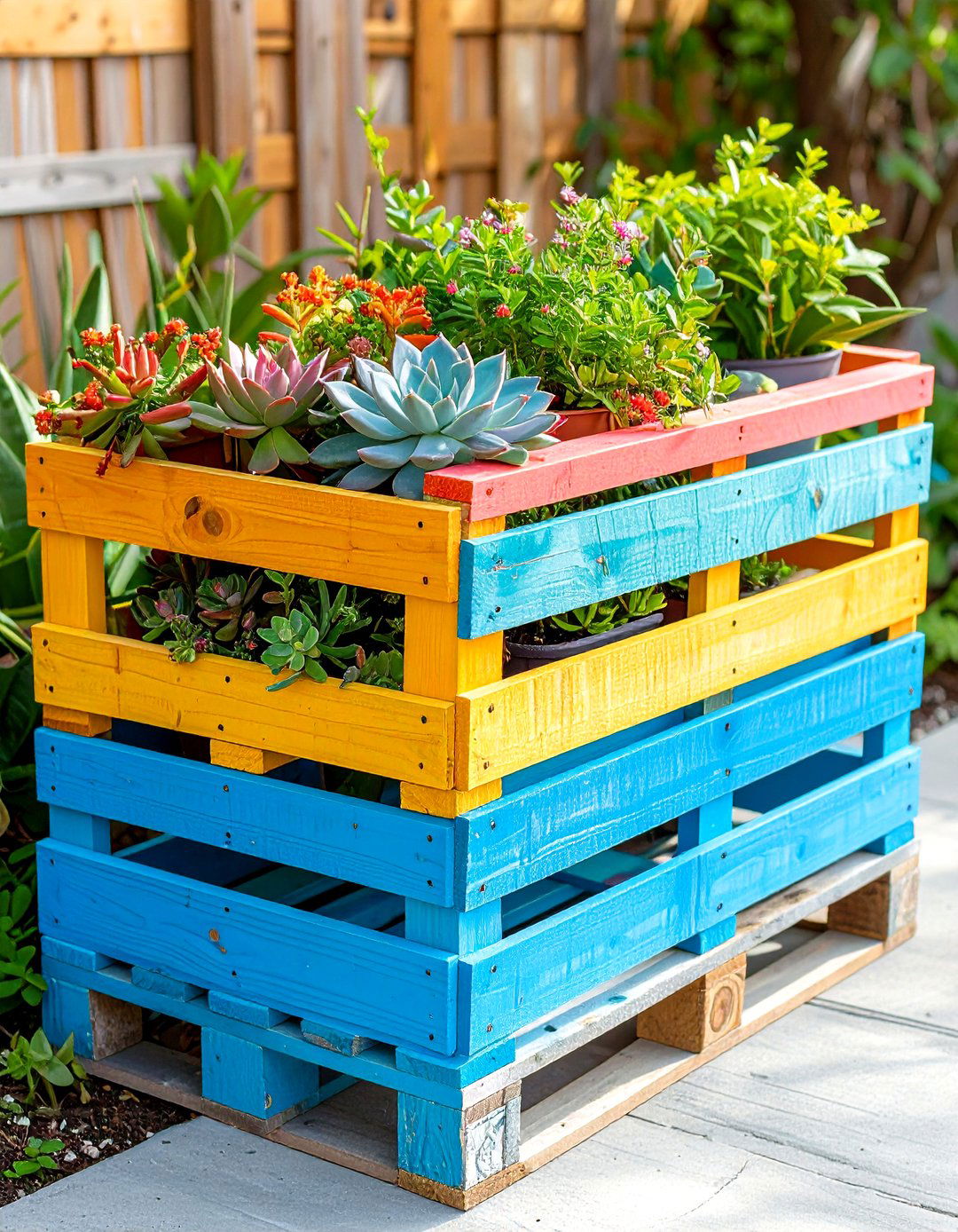 Colorful Pallet Planters - 20 Vertical Pallet Garden Ideas