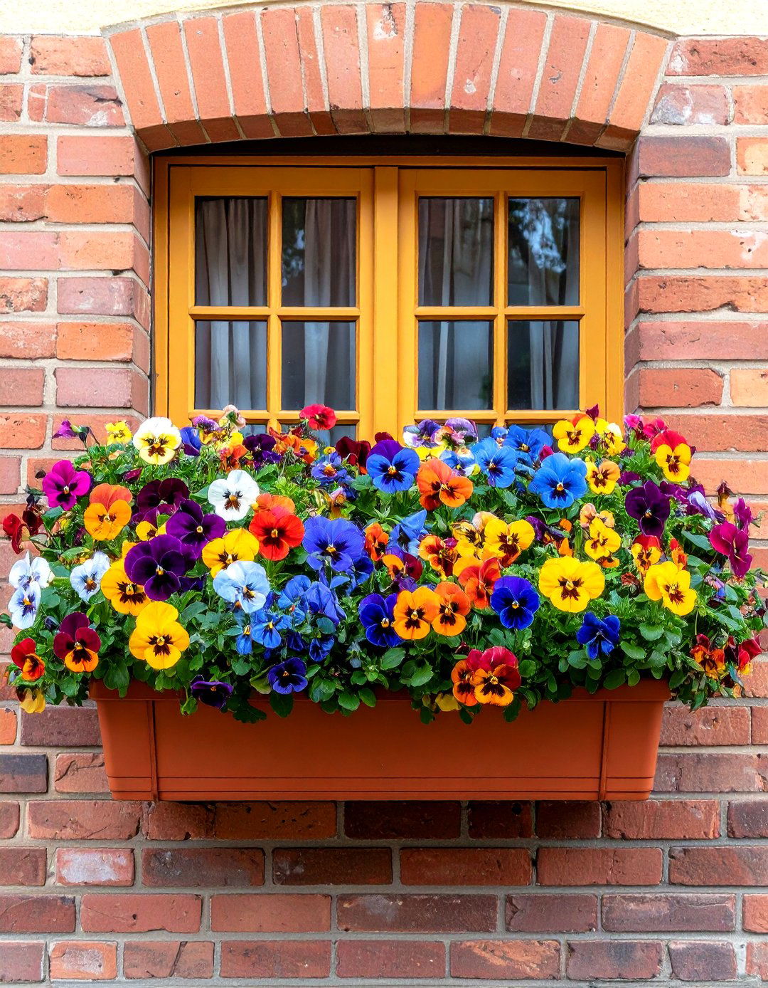 Colorful Pansy Fall Flower Box Showcase - 20 Fall Flower Box Ideas