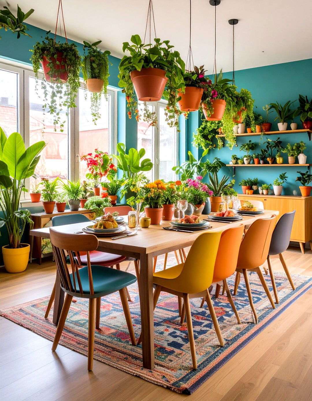 Colorful Plant Display Colorful Dining Room Ideas - 20 Colorful Dining Room Ideas