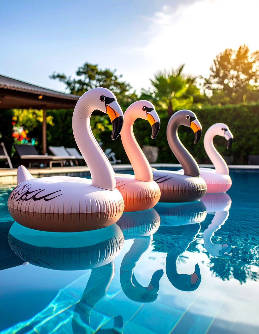 Colorful Pool Floats as Art - 20 Pool Decor Ideas
