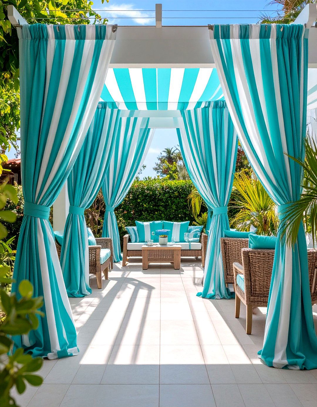 Colorful Striped Patio Curtain Design - 20 Patio Curtain Ideas
