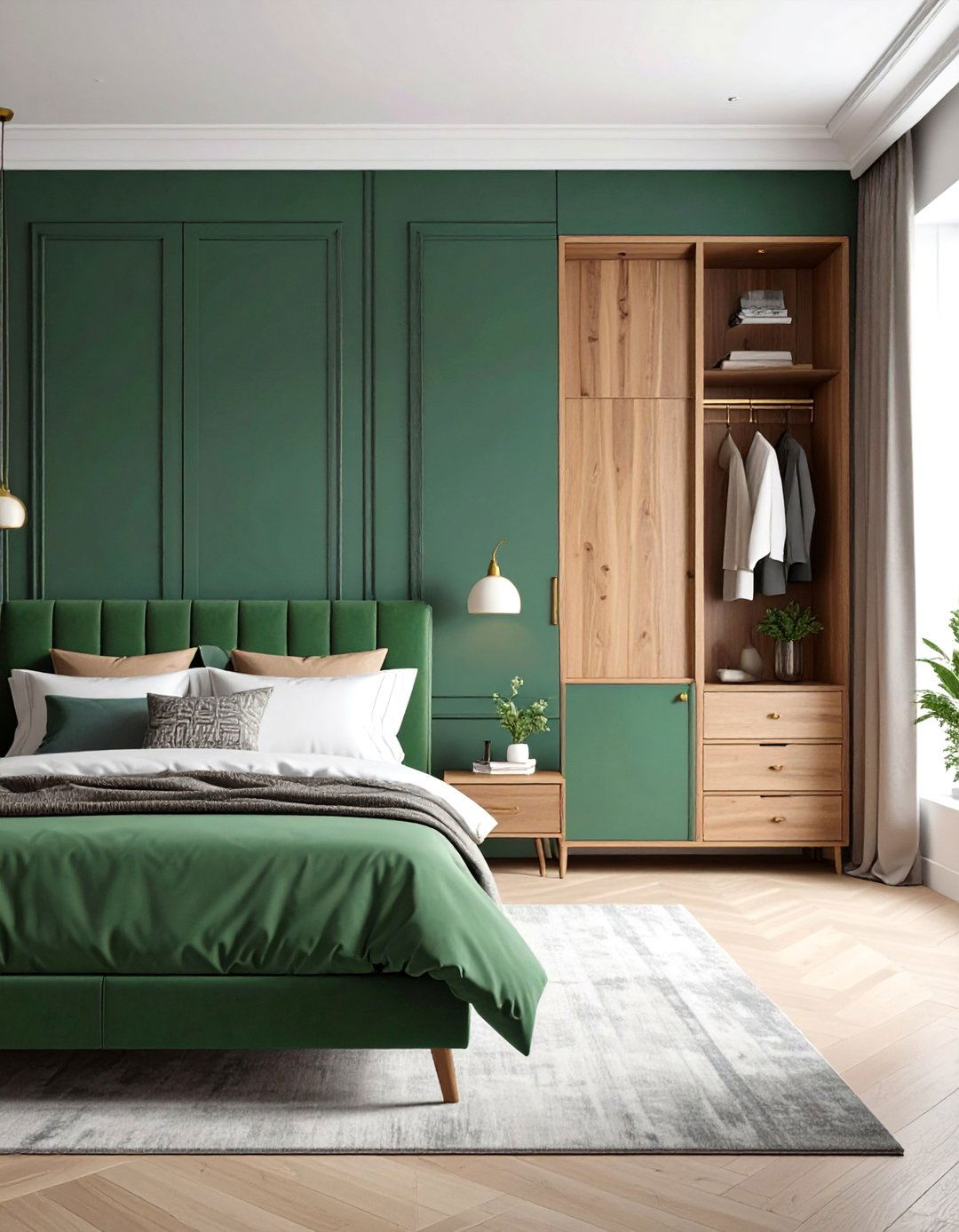 Colour Blocked Storage Frame - 20 Built-in Wardrobe Ideas Around a Bed