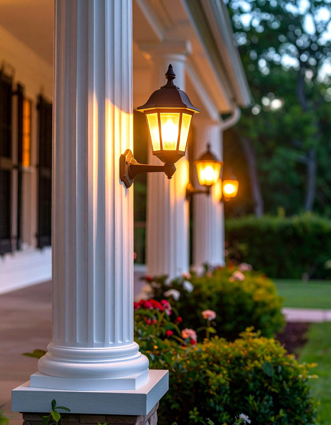 Column Uplighting Drama for Porch Lighting - 20 Front Porch Lighting Ideas