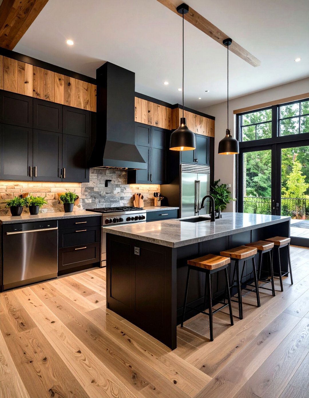 Combine with Stainless Steel - 20 Small Kitchen with Black Appliances Ideas