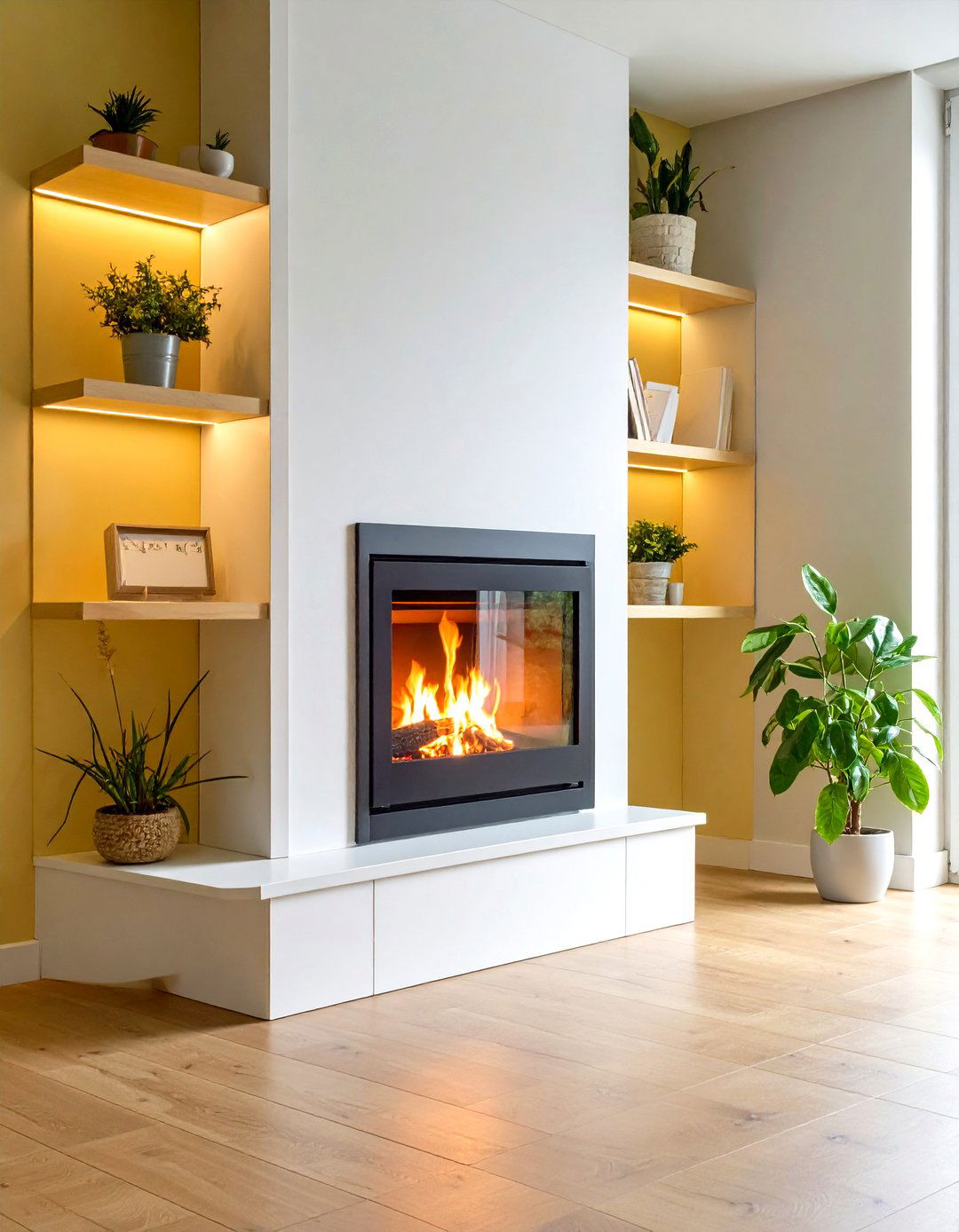 Compact Apartment Fireplace - 20 Scandinavian Fireplace Ideas