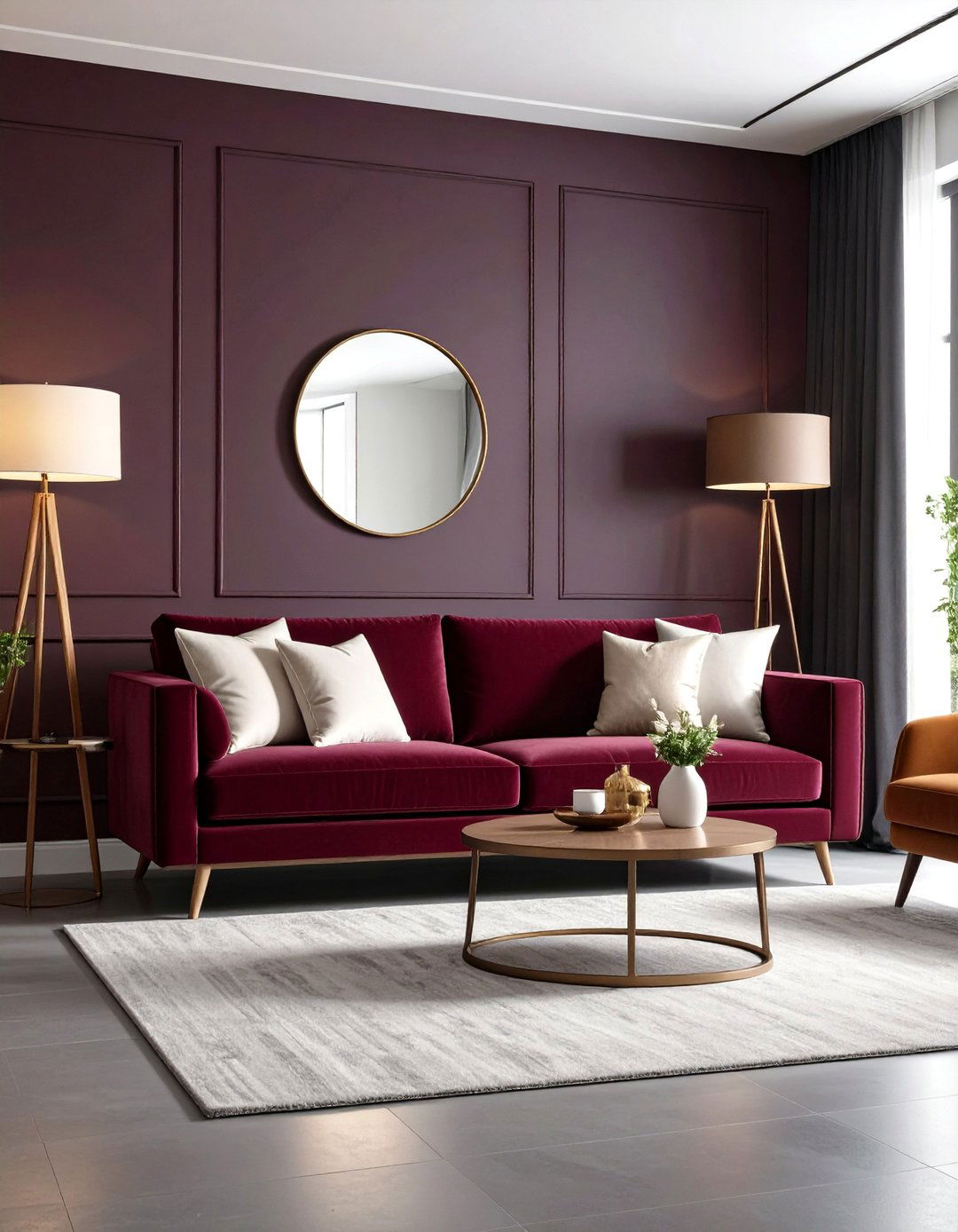 Compact Apartment Nook - 20 Burgundy Sofa Living Room Ideas