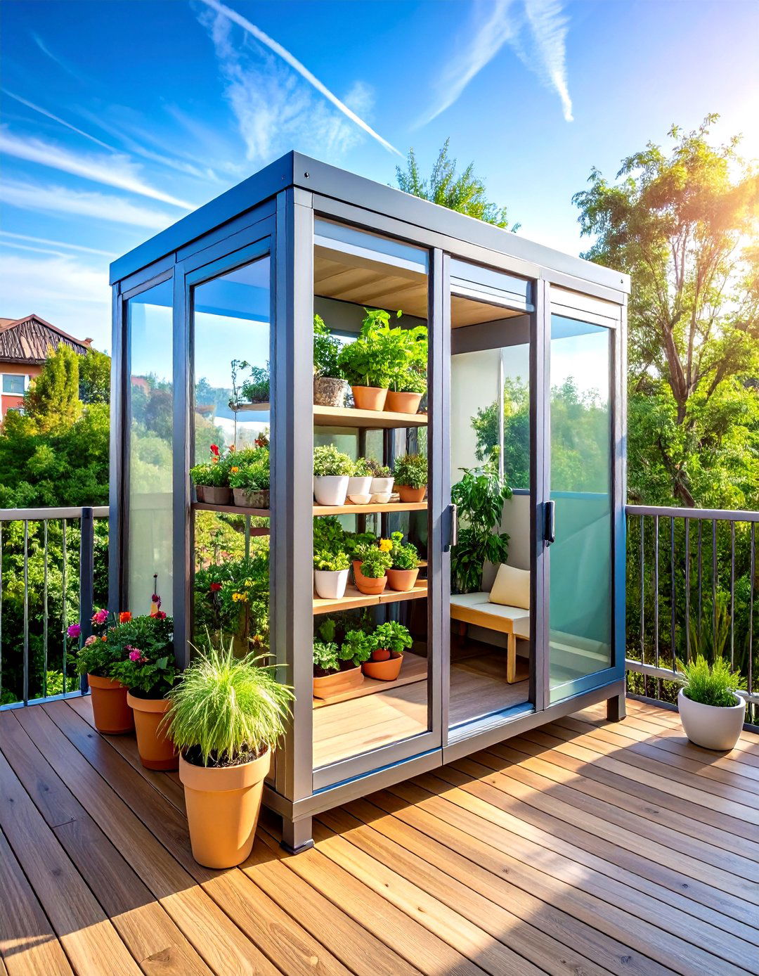 Compact Balcony Greenhouse Shed Pod - 20 Greenhouse and Shed Combo Ideas