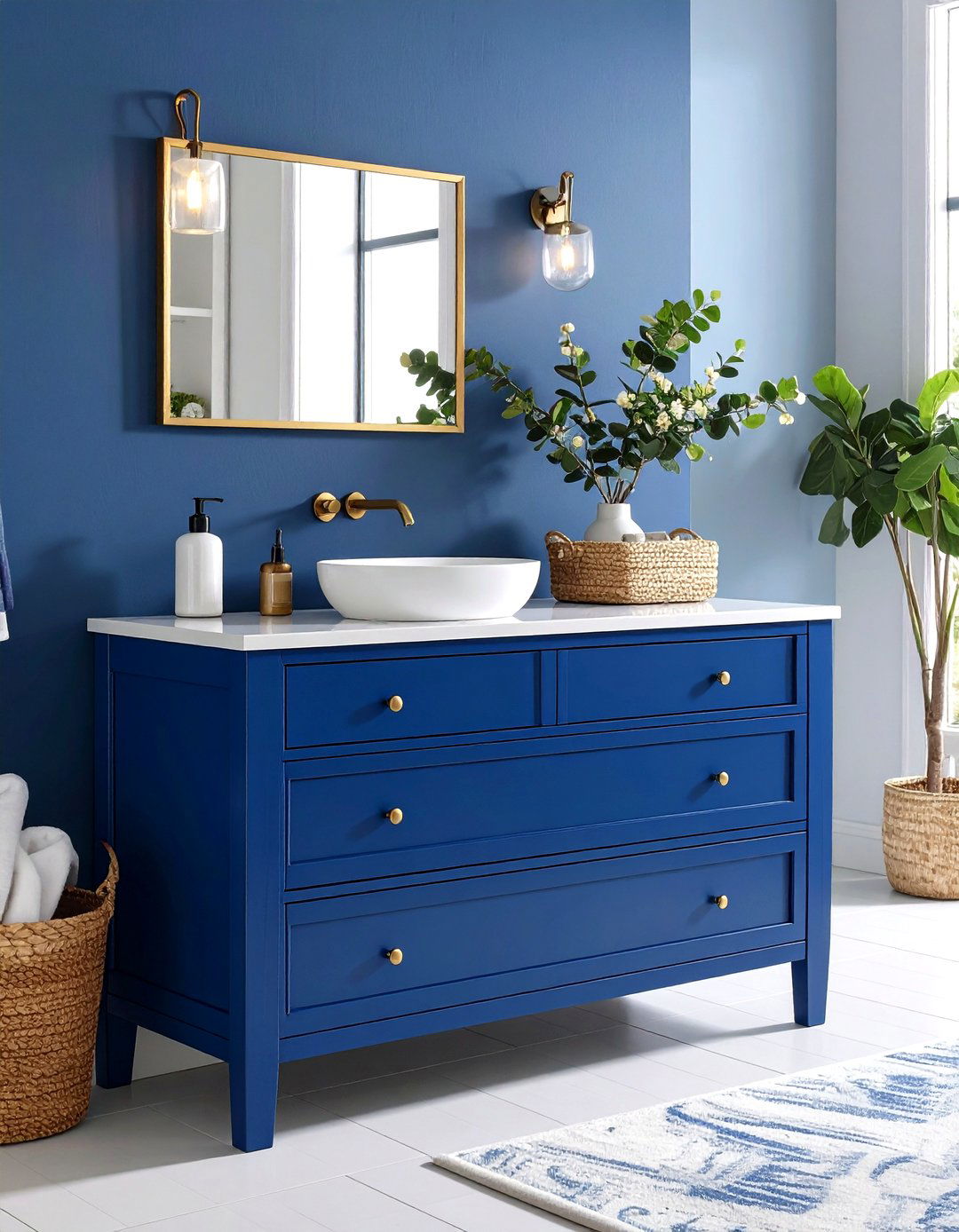 Compact Blue Bathroom Vanity for Small Spaces - 20 Blue Bathroom Vanity Ideas