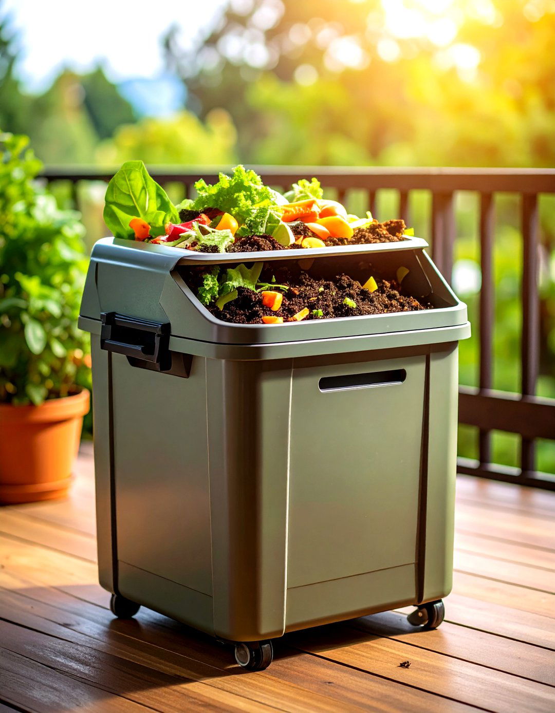 Compact Compost Bin for a Closed Loop Ecosystem - 20 Green Balcony Ideas