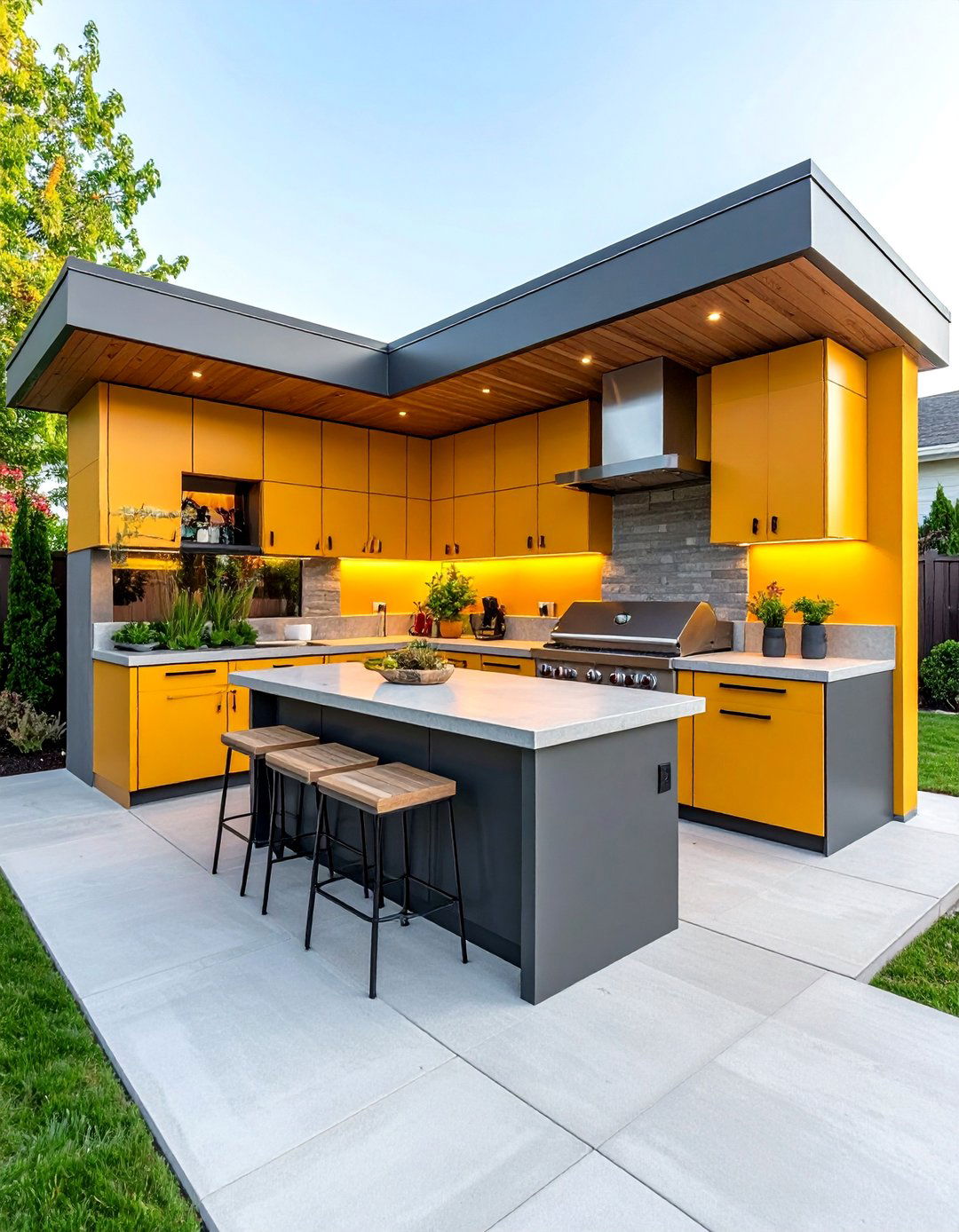Compact Corner L Shaped Outdoor Kitchen - 20 L Shaped Outdoor Kitchen Ideas