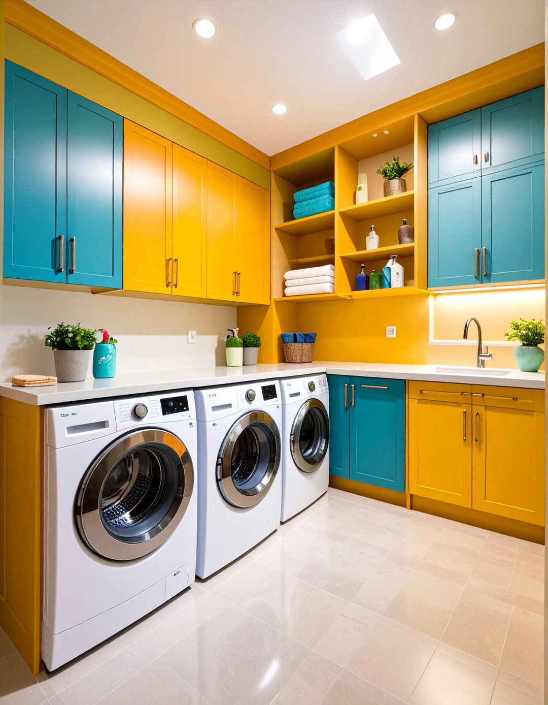 Compact Corner Laundry Closet with L Shaped Design - 20 Laundry Closet Ideas