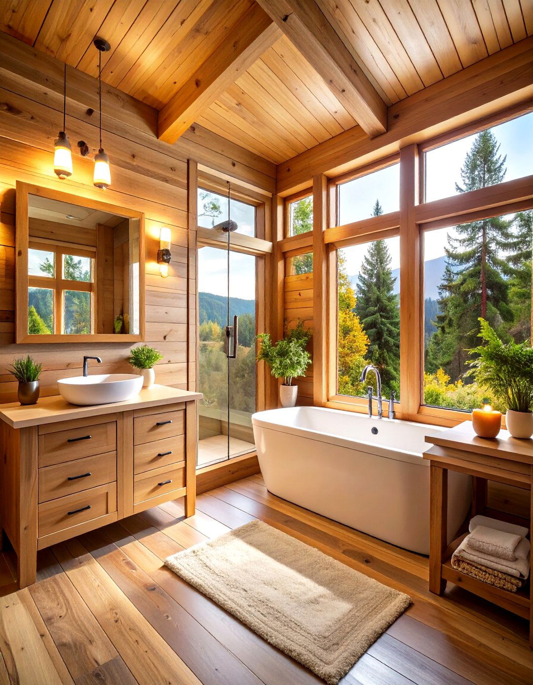 Compact Corner Log Cabin Bathroom - 20 Log Cabin Bathroom Ideas