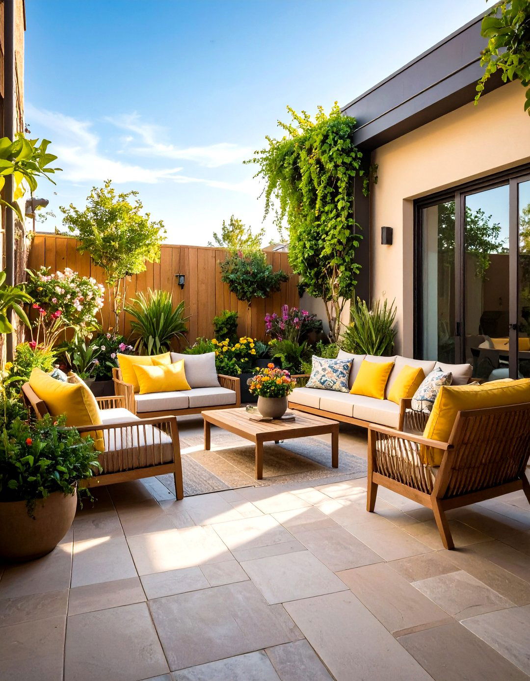 Compact Courtyard Flagstone Patio for Urban Homes - 20 Flagstone Patio Ideas