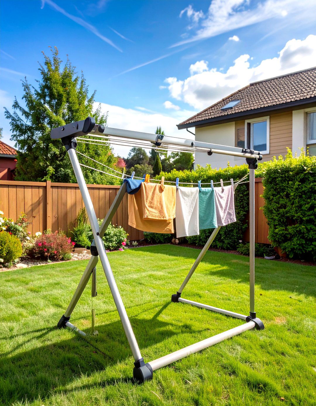 Compact Folding Frame Outdoor Clothesline - 20 Outdoor Clothesline Ideas