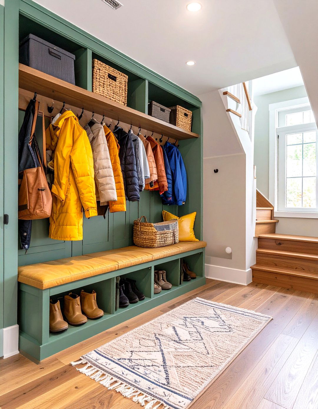 Compact Mudroom Station - 20 Under Stair Storage Ideas