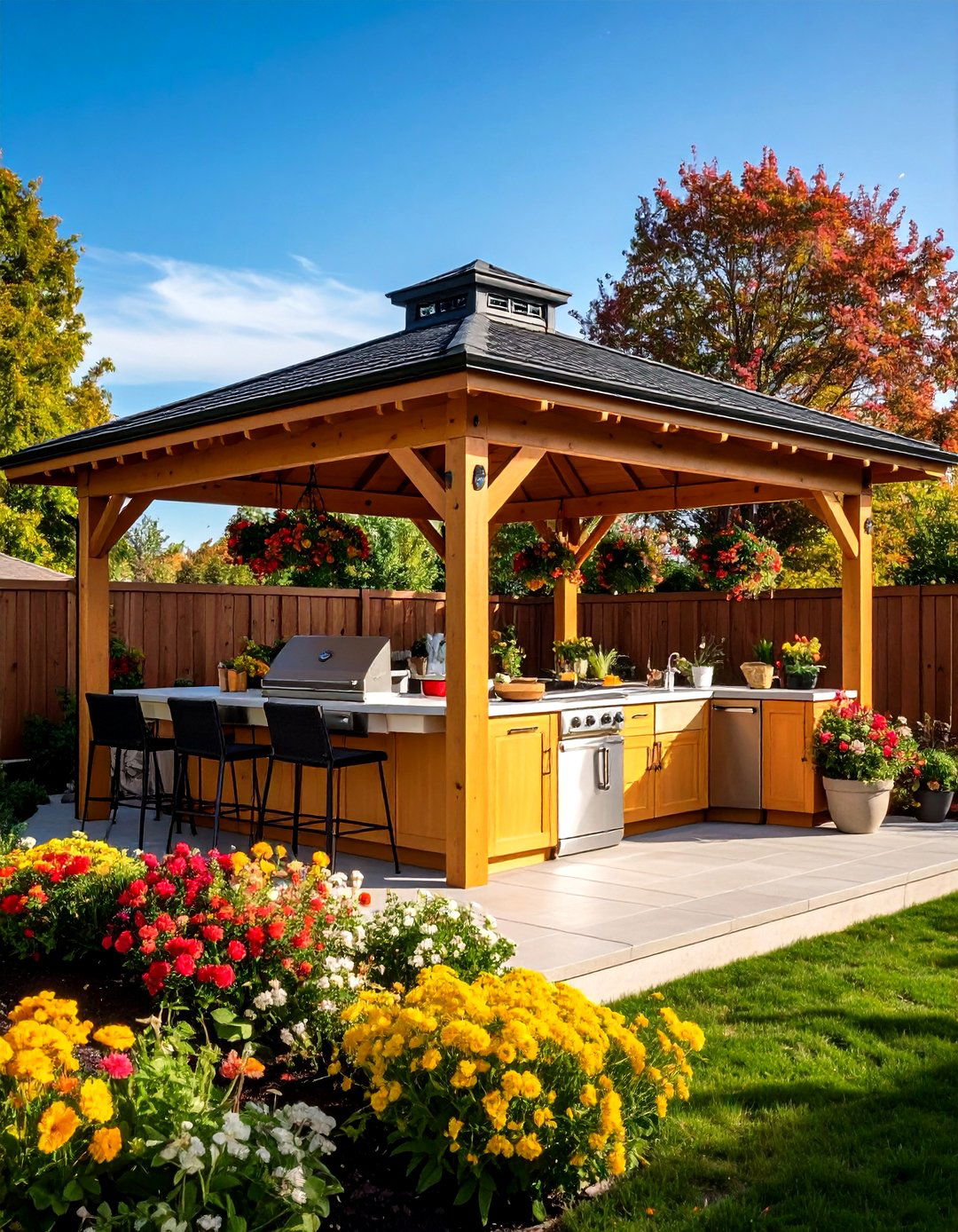 Compact Small Space Outdoor Kitchen with a Gazebo - 20 Outdoor Kitchen with a Gazebo Ideas