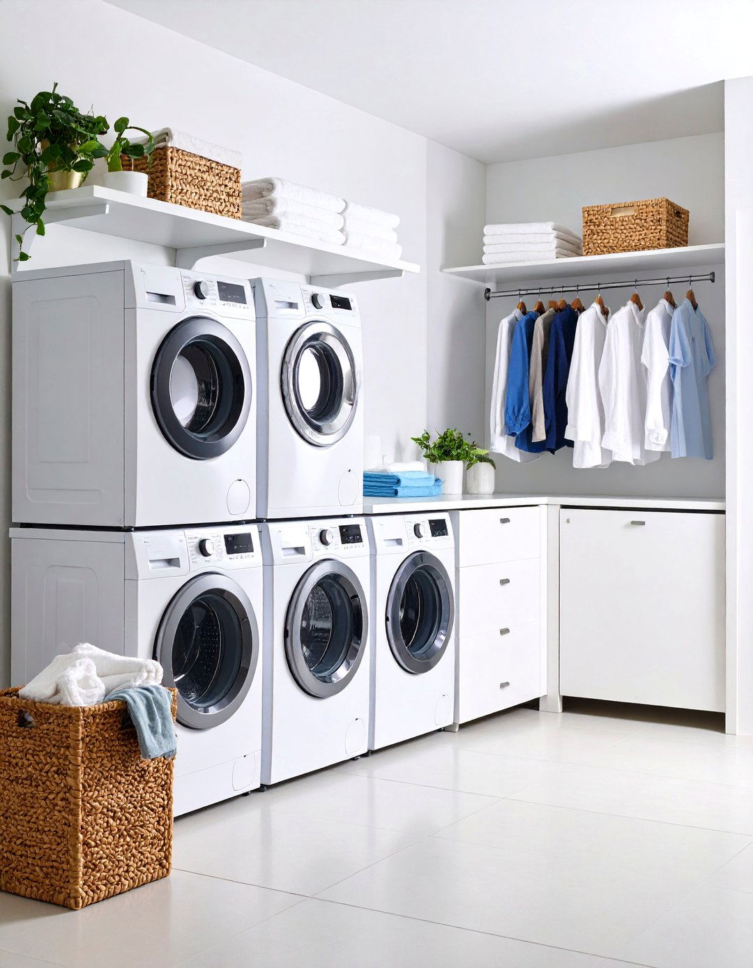 Compact Stacked Laundry Closet with Vertical Storage - 20 Laundry Closet Ideas